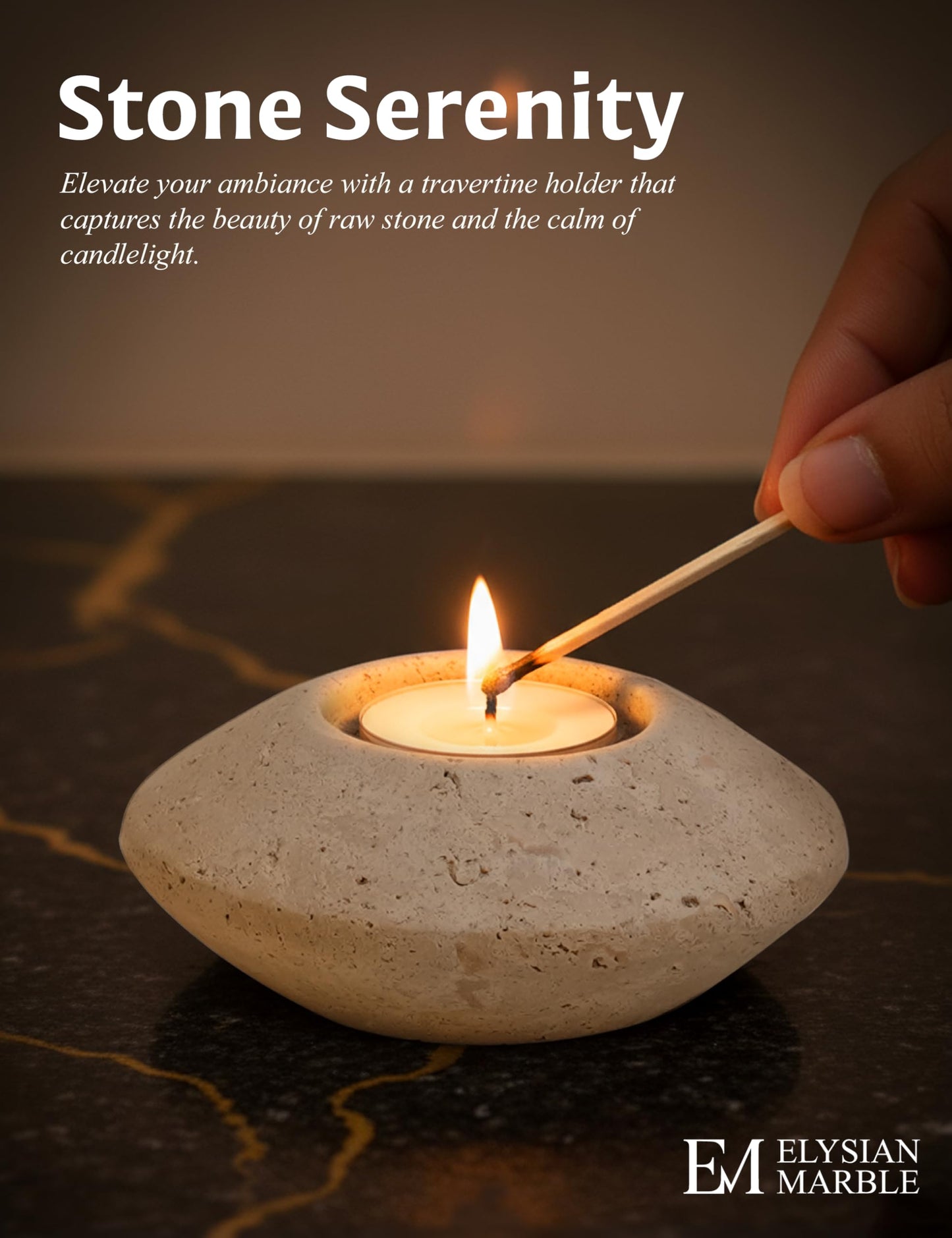 Tealight Candle Holders Set of 2 – Handcrafted Natural Marble Tea Light & Votive Holders, Decorative Stone Candle Holder Pair for Home Décor, Dining Table, Coffee Table & Wedding Decor
