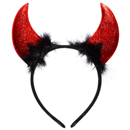 Spooktacular Creations Halloween Devil Horns Headband, Red Demon Headwear Costume Accessories for Kids Girls Women Halloween Party Favors, Cosplay Costume