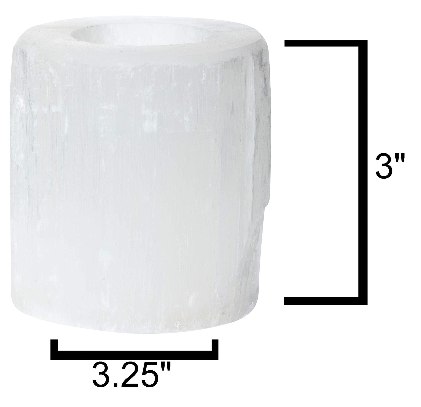 Natural Solid White Selenite Candleholder - Perfect for Meditation and Reflection - 3" Tall (1)