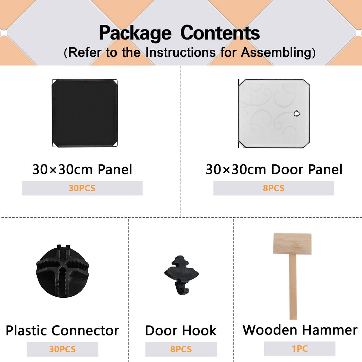 C&AHOME Cube Storage Organizer with Doors, 8-Cube Shelves, Closet Cabinet, DIY Plastic Modular Bookshelf, Storage Shelving Ideal for Bedroom, Living Room, 24.8" L × 12.4" W × 48.4" H Black UGSHS3008A