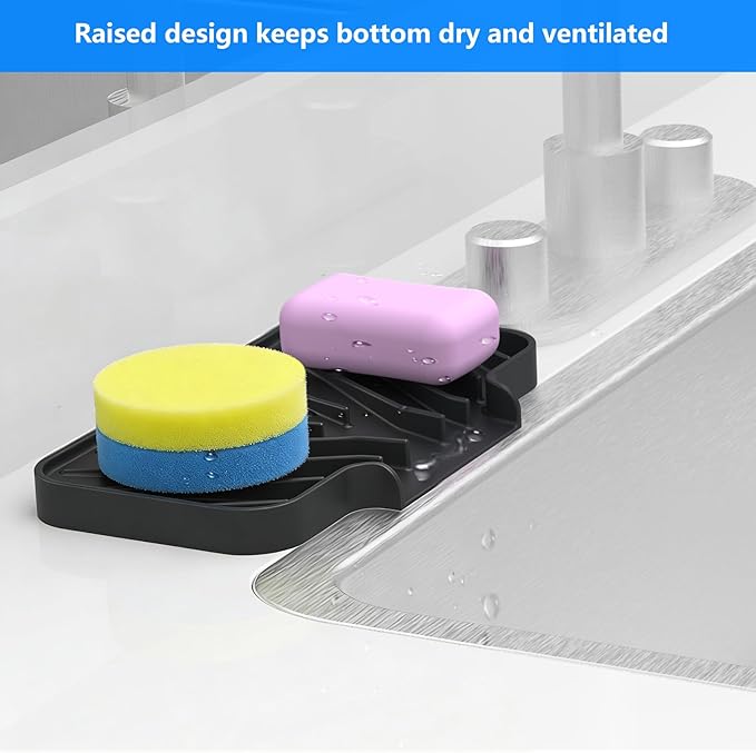 Sponge Holder for Kitchen Sink, Dish Sponge Holder & Soap Tray