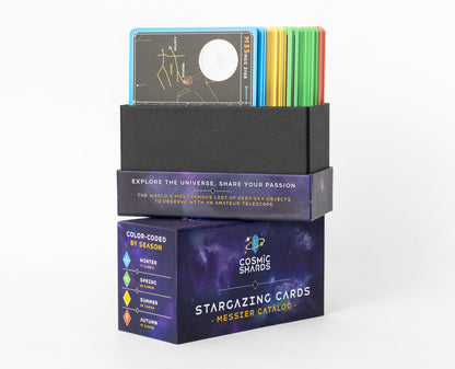 Stargazing Cards - Messier Catalog | Night Sky Exploration Kit for Telescopes & Binoculars | Flashcards with Star Charts, Astrophotography & Facts | Perfect Astronomy & Space Gift for Kids & Adults