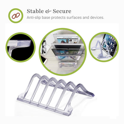 Prosumer's Choice Universal Charging Rack Organizer - Multi Device Stand Holds 5 Tablets or Smartphones - Desktop Tablet Holder and Storage Station - Compact Tech Organizer Dock for Home or Office