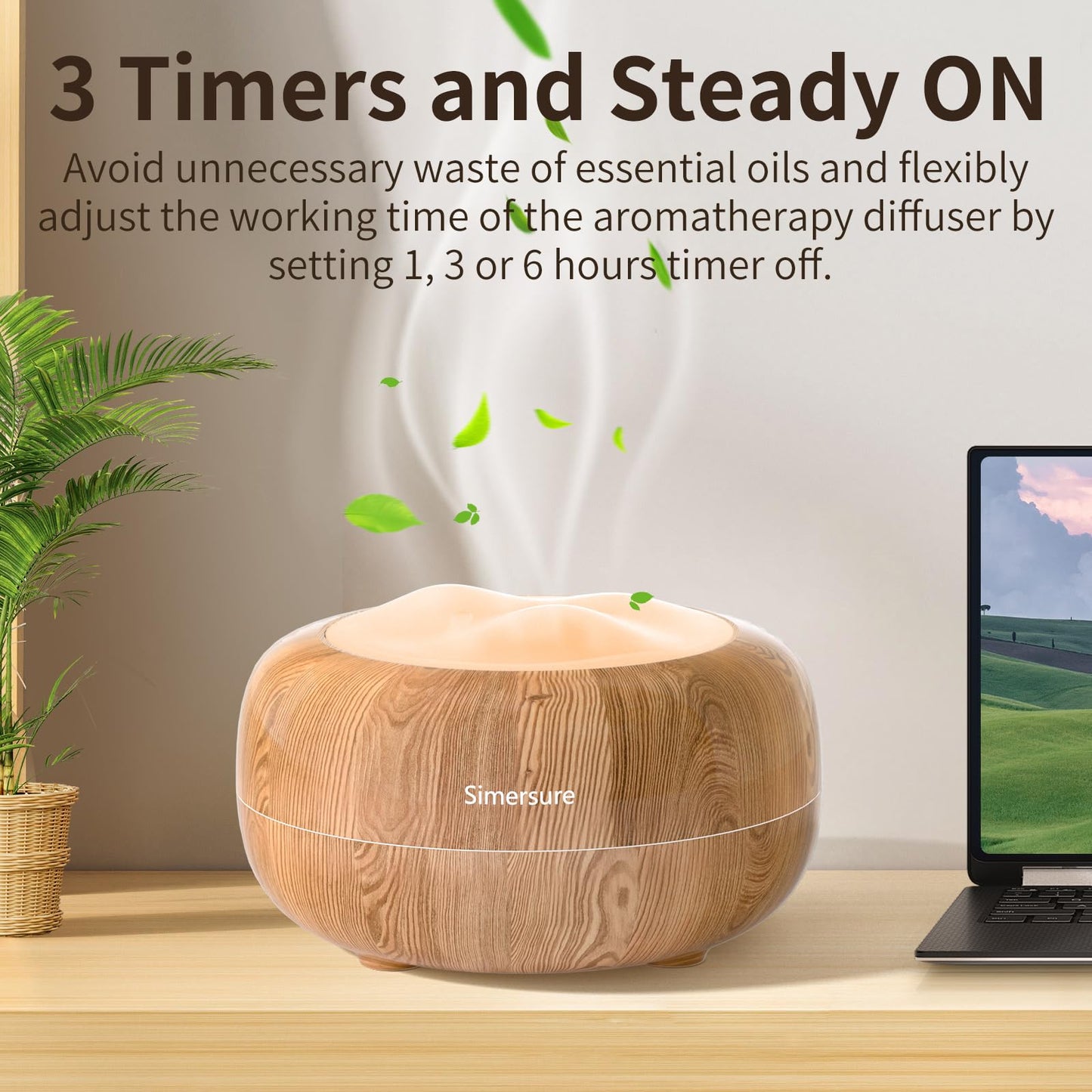Essential Oil Diffuser, Quiet Humidifier for Bedroom, Timer and Auto-Off, 7 LED Colors Ultrasonic Aromatherapy Mist Diffusers for Large Room Office (Milky White)