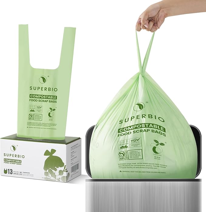 SUPERBIO 13 Gallon Compostable Kitchen Waste Bags