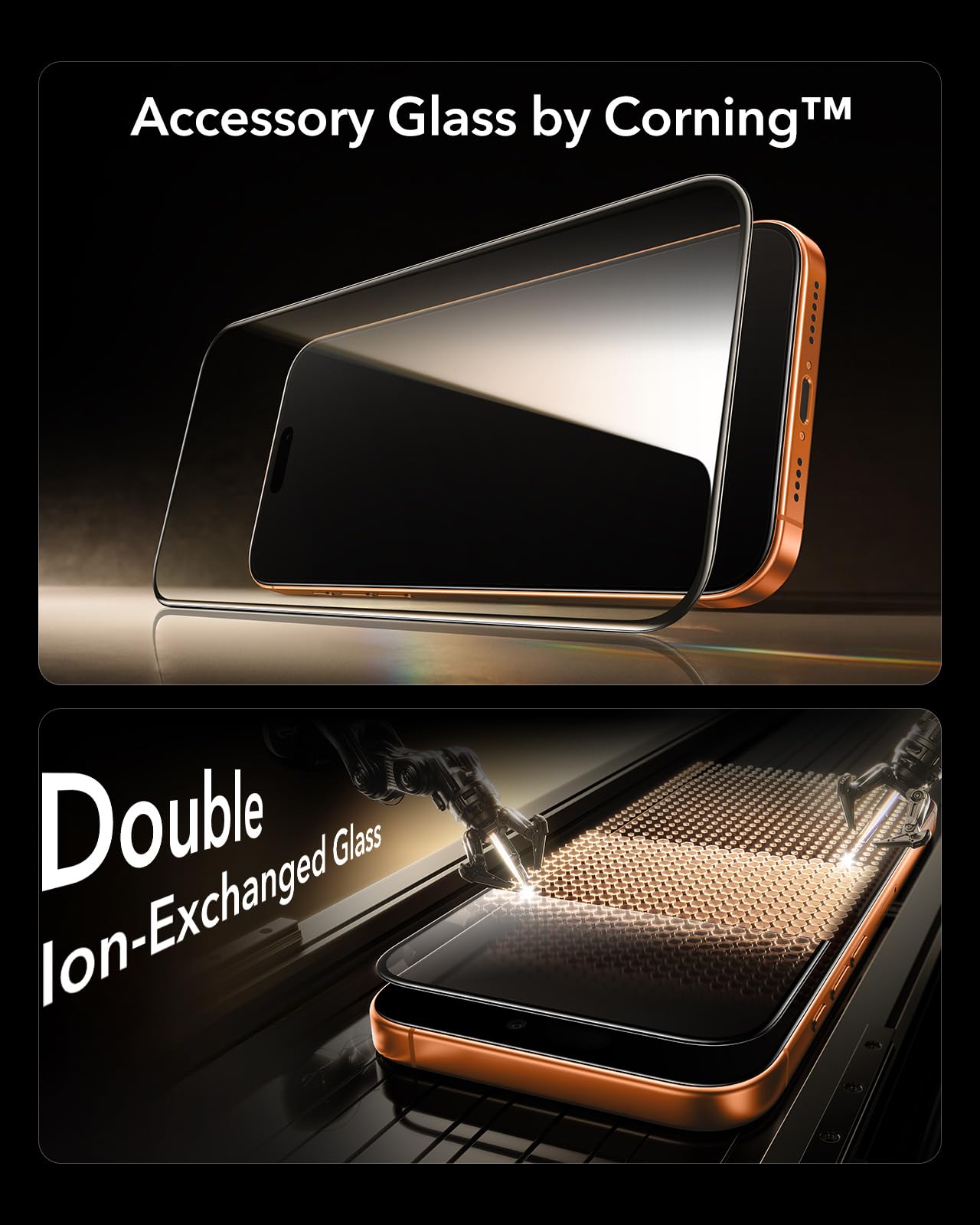 ESR Accessory Glass by Corning™ 3 Pack 9H+ Glass for iPhone 17 Pro Max Screen Protector, Military Grade Shatterproof & Durable with UltraFit Tray
