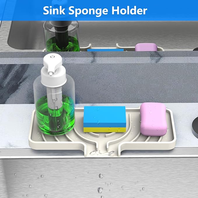 Sponge Holder for Kitchen Sink, Dish Sponge Holder & Soap Tray