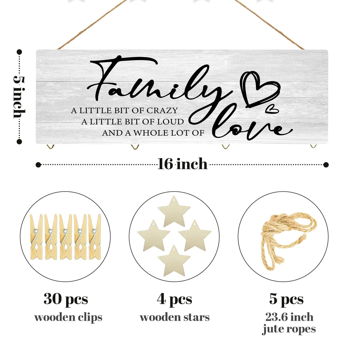 WXHUM Family Wall Decor Picture Frames Collage Photo Hanging, Family Love Hanging Picture Frames Photo Wall Display, Christmas Housewarming Gifts for Women Couples Grandparents, 16x5 inch
