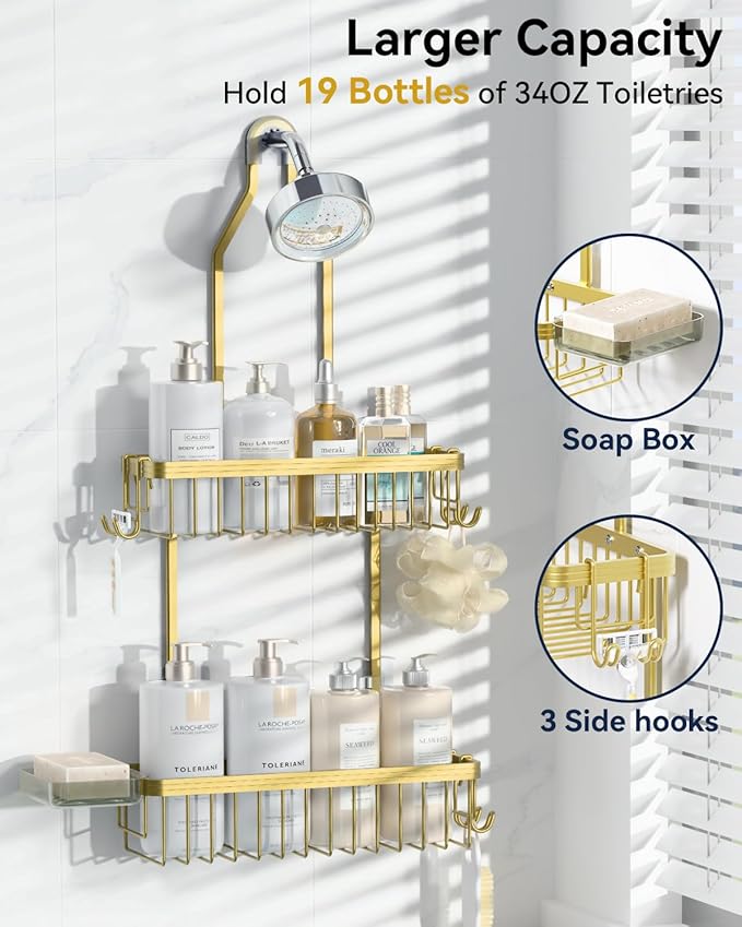 YASONIC Shower Caddy Hanging, Never Rust Shower Organizer Hanging, Aluminum