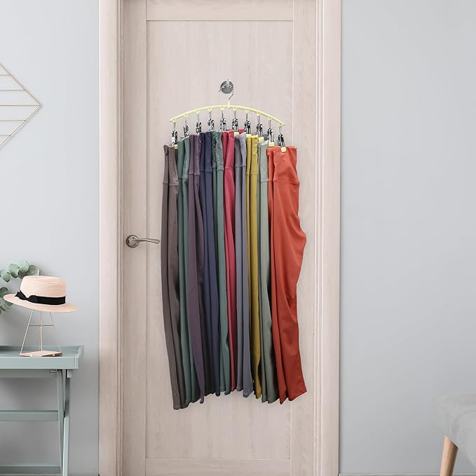 Legging Organizer for Closet, Metal Yoga Pants Hangers 4 Pack w/10 Clips Holds