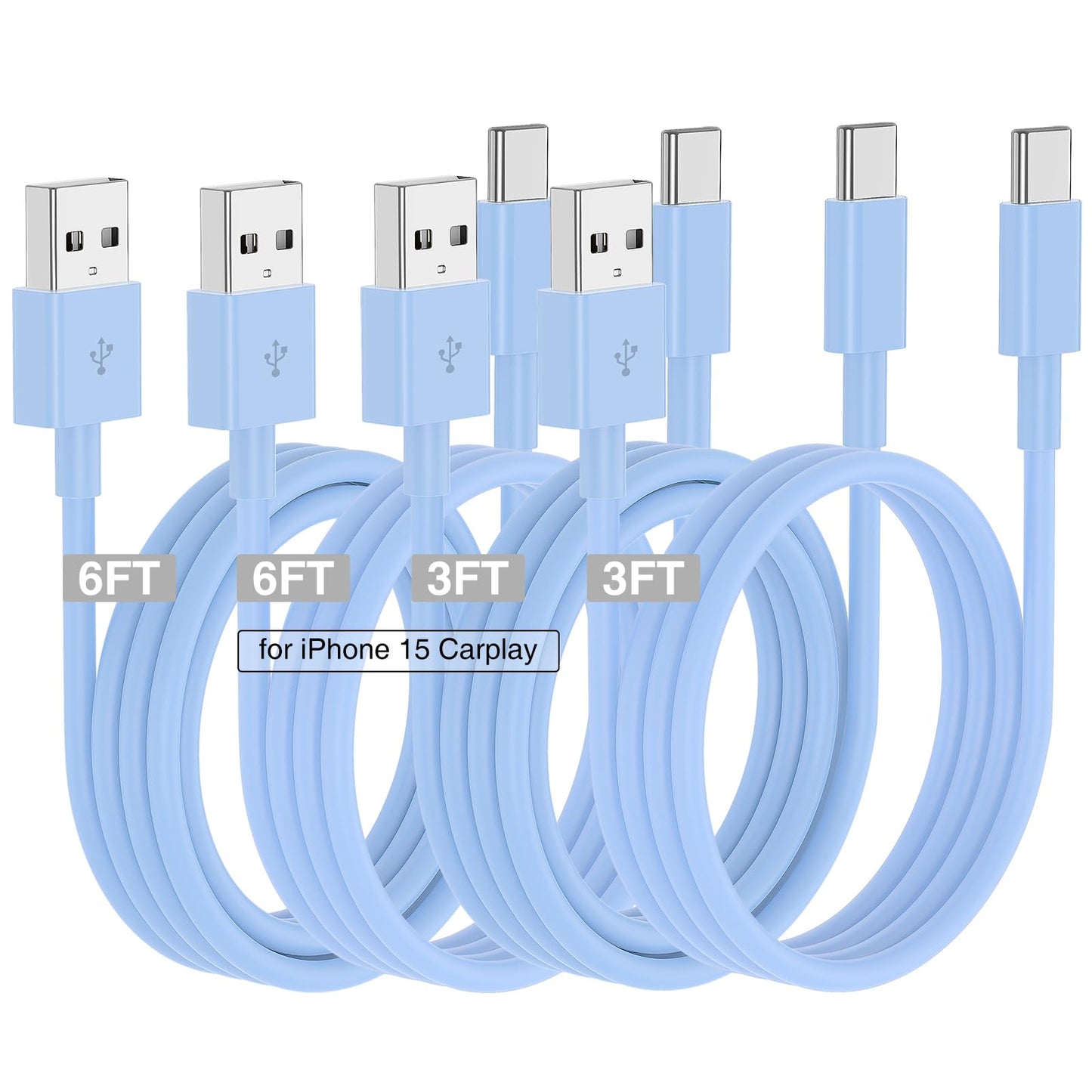 Car Carplay Cable for iPhone 17 16 15 Charger Cord,3/3/6/6FT USB A to USB C Cable for iPhone 17 Pro Max/16 Pro/15 Plus Charger,USB C Car Charger for Apple 17 Air/16 Pro Max/16e/15/iPad Pro