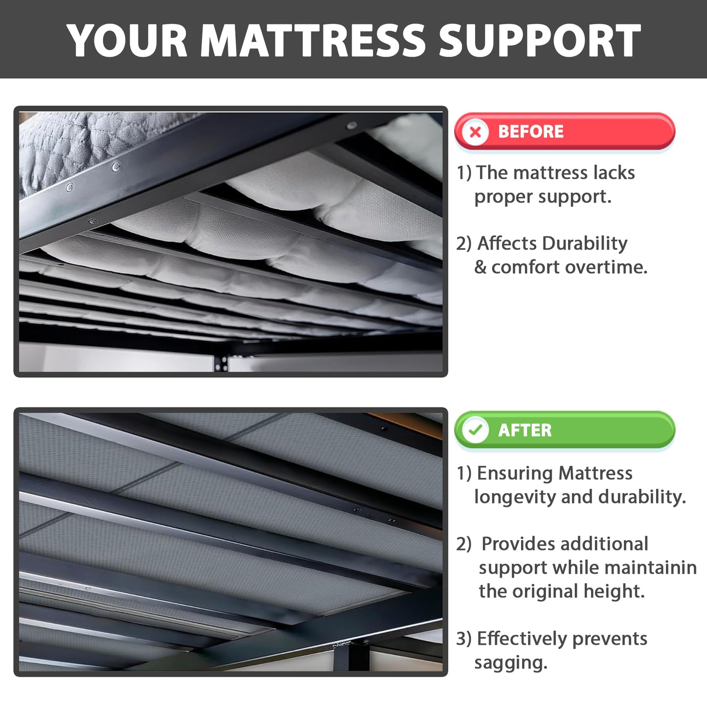 Zayton, 1.5" Split Wood Bunkie Board Twin Size Bed - 2-Piece Under Mattress Support Board, Fully Assembled, Fabric Ventilation Cover - Replaces Wooden Slats or Box Spring for Bed Frames