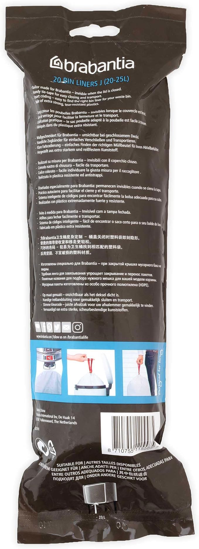 Brabantia PerfectFit Trash Bags High Quality Thick Plastic Trash Can Liners