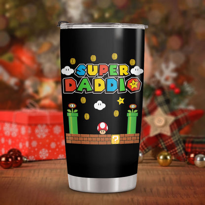 34HD Father Gifts, Daddio Tumbler with Lid 20 oz Stainless Steel, Dad Coffee Mug, Gamer Dad Present, Daddy Birthday Gifts from Daughter, Son, Wife Christmas Gift