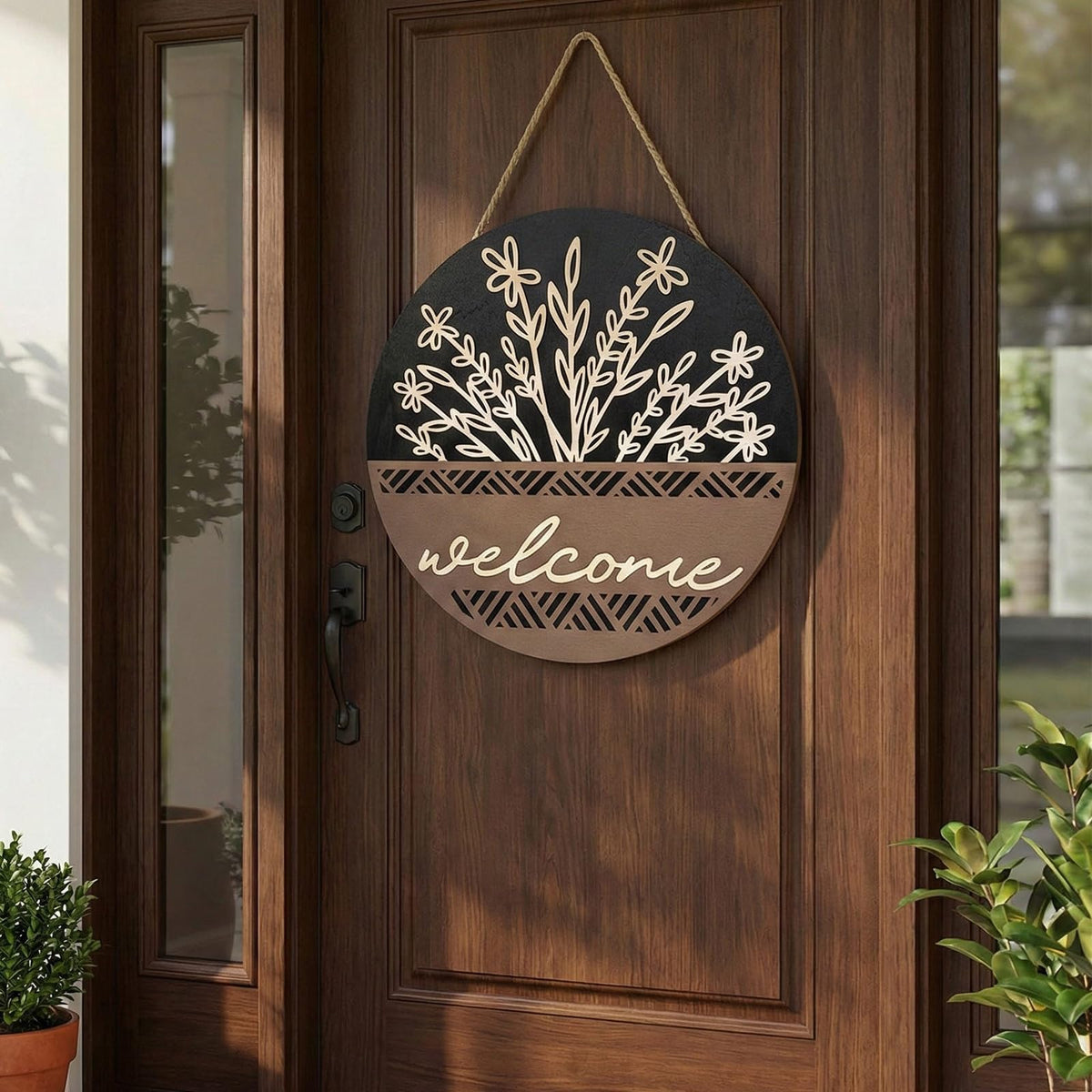 pechpell 3D Welcome Sign for Front Door, Rustic Wood Wall Hanging Decor