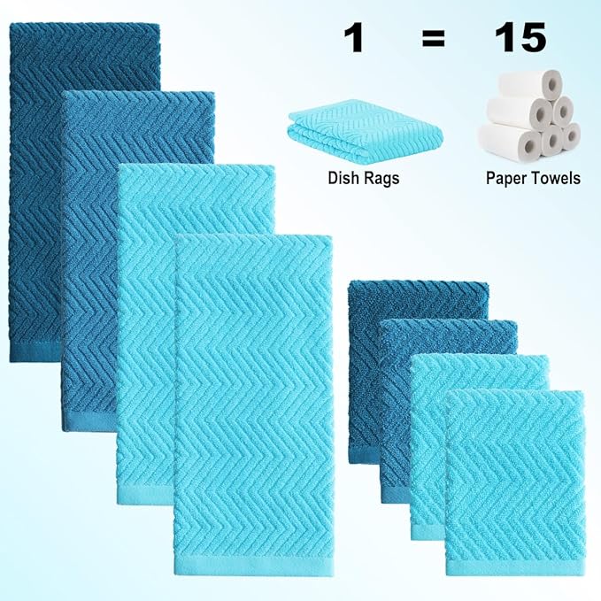 100% Cotton Kitchen Towels and Dishcloths Set