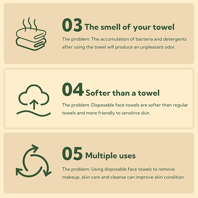 GRANNY SAYS Disposable Face Towels, Bamboo Viscose Face Towelettes Disposable