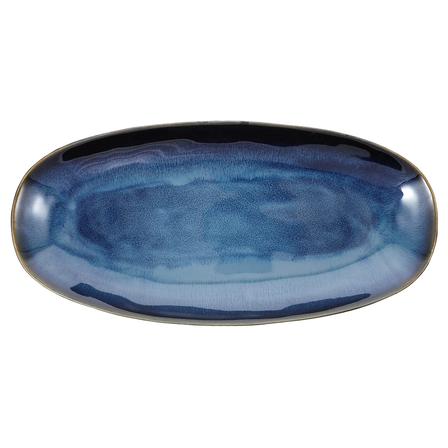 Cabilock Ceramic Sushi Plate 13.66X6.61X1.37In Oval Fish Serving Tray for Home Restaurant Hotel Multi-Function Snack Fruit Food Platter for Entertaining Parties
