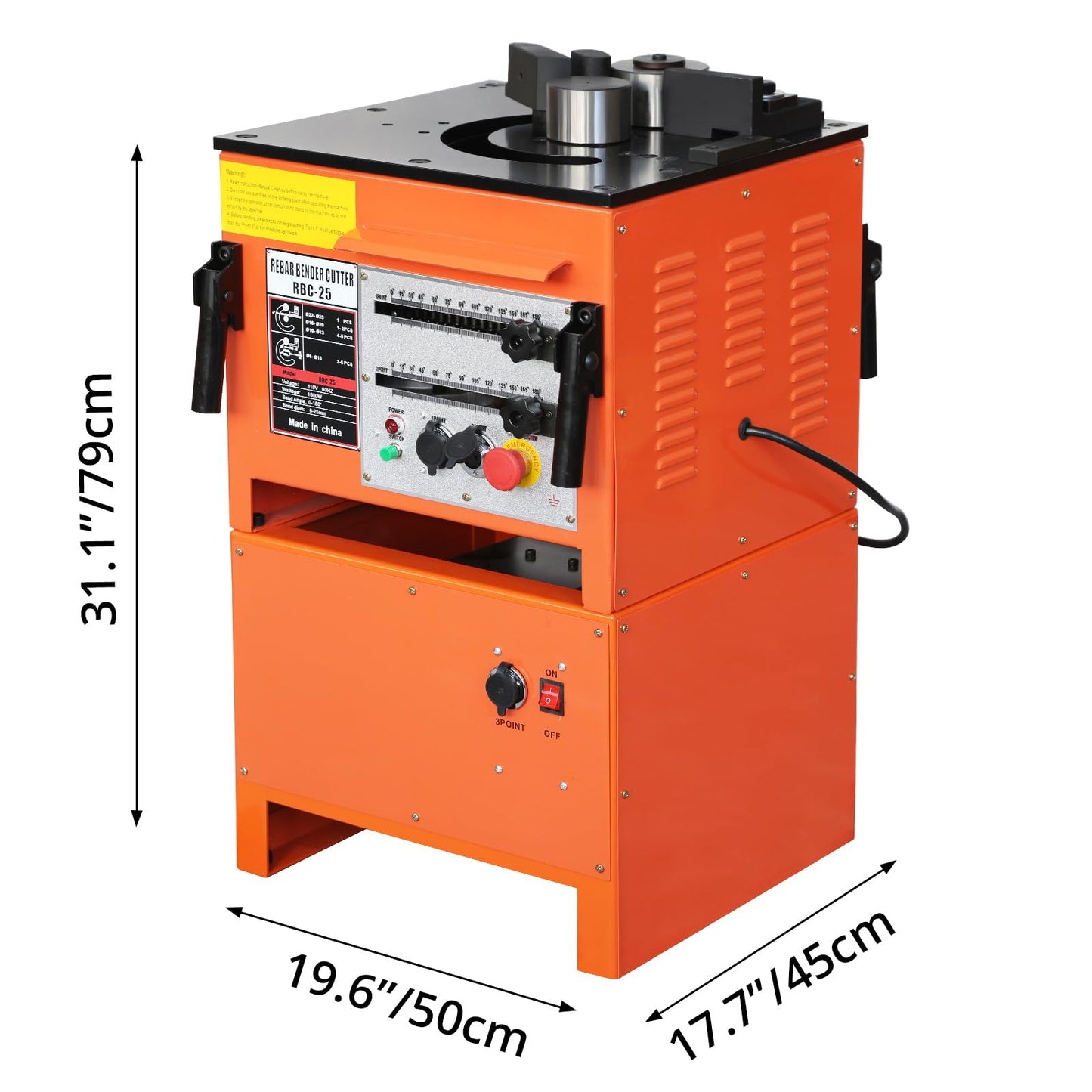 1600W Electric Rebar Bender and Cutter, Fast & Accurate 2-in-1 Bending Machine, Portable Rebar Bending Tool for 1/4 inch to 1 inch Steel Bar with Foot Pedal