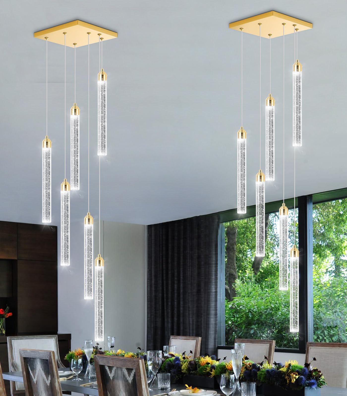 dolria Mini Chandelier Crystal Pendant Lights for Kitchen Island Modern LED Dimmable Ceiling Handing Lighting Adjustable Flush Mount Ceiling Light for Dining Room Bedroom Foyer