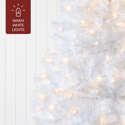 Best Choice Products White Christmas Tree 4.5ft Pre-Lit Artificial Pine Tree Premium Holiday Decoration w/Warm White Lights, Stand, Easy Assembly