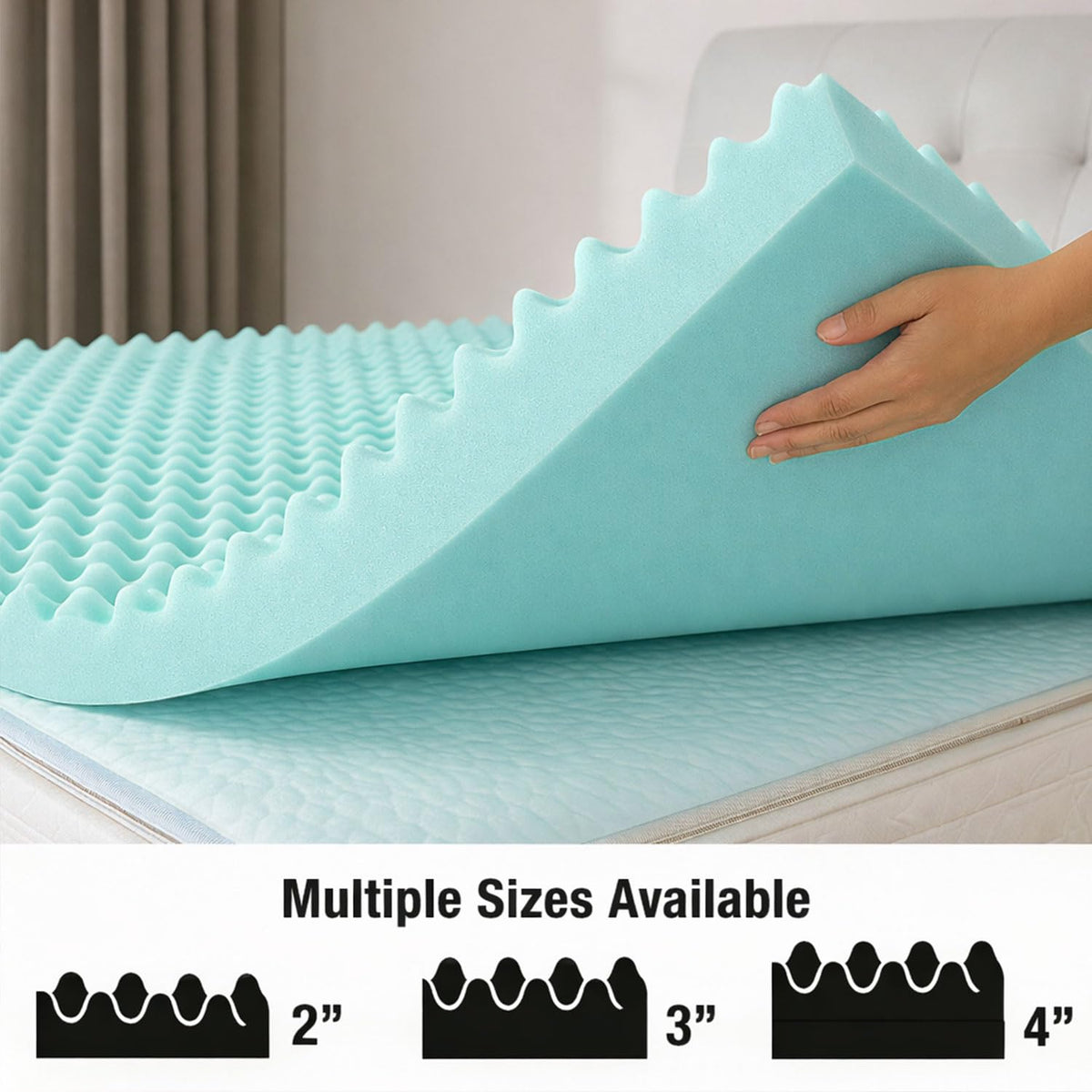 DMI 2-Inch Foam Mattress Topper, Egg Crate Foam Pad for Support, Air Circulation, Pressure Relief & Weight Distribution, Twin Size 33 x 72, Blue