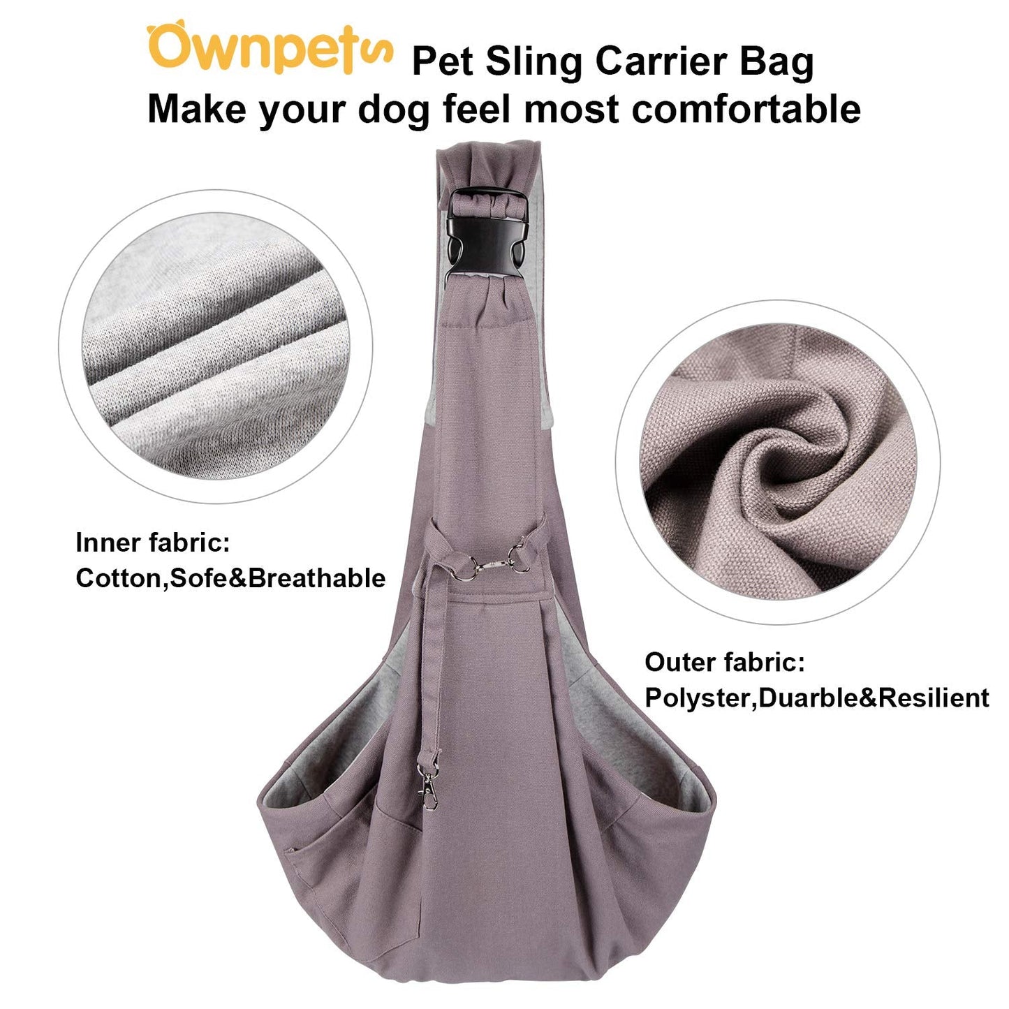 AGPTEK Pet Sling Carrier, Ownpets Pet Sling Carrier Bag Fit Medium Size Cats&Dogs Maximum Load 10 kg, Comfortable, Adjustable, Perfect for Daily Walk, Outdoor Activity and Weekend Adventure…