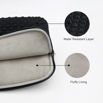 RAINYEAR 14 Inch Laptop Sleeve Diamond Foam Shock Resistant Padded Case Fluffy Lining Protective Zipper Cover Carrying Bag Compatible with 14" Notebook Computer Tablet Chromebook(Black)