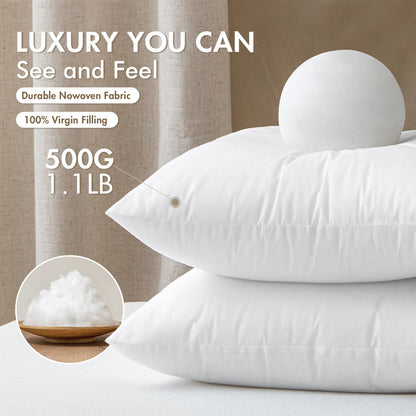 MIULEE Set of 4 Throw Pillow Inserts 20x20 Inches, 100% Virgin Filling Nowoven Pillow Inserts for Couch Sofa Living Room