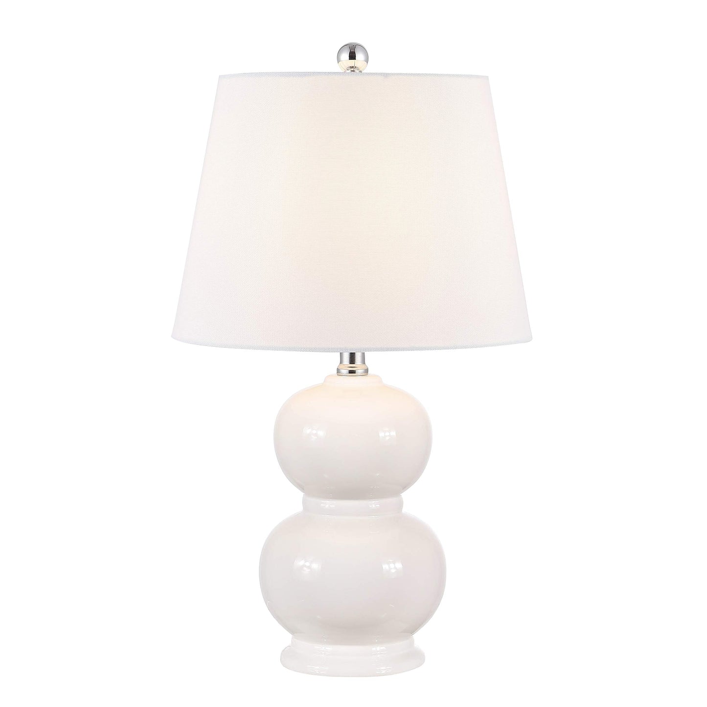 SAFAVIEH Lighting Collection Everlee Modern Contemporary Ivory Ceramic Double Gourd 22-inch Bedroom Living Room Home Office Desk Nightstand Table Lamp (LED Bulb Included)