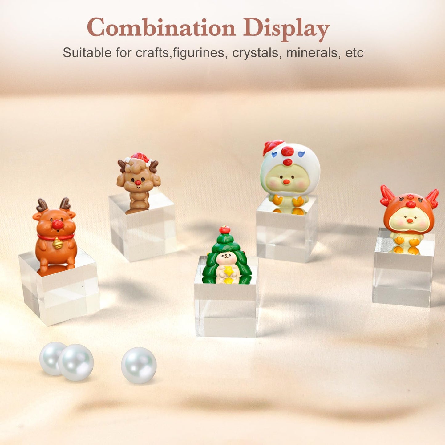 SAMYUCHO Acrylic Base 20 Pieces Acrylic Blocks for Display 1 X 1 X 1 Inch Square Riser Display Stands Trophy Base Pedestal Stands Clear Cube for Trophy Jewelry Props Food Party Crafts