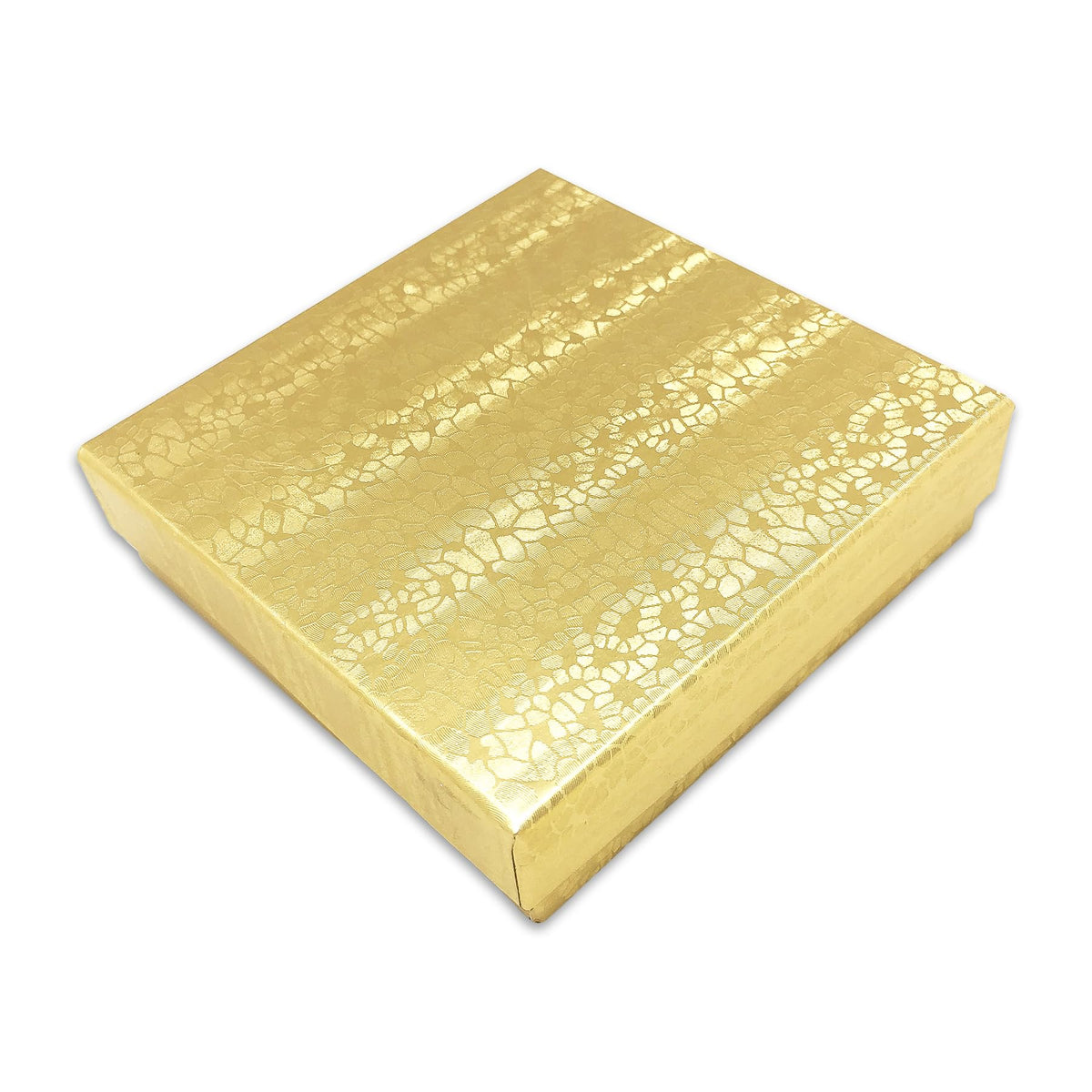 TheDisplayGuys - 25-Pack #33 Cotton Filled Cardboard Paper Jewelry Boxes Gift Case - Gold Foil (3.5" x 3.5" x 1.0") - for Shipping or Storage