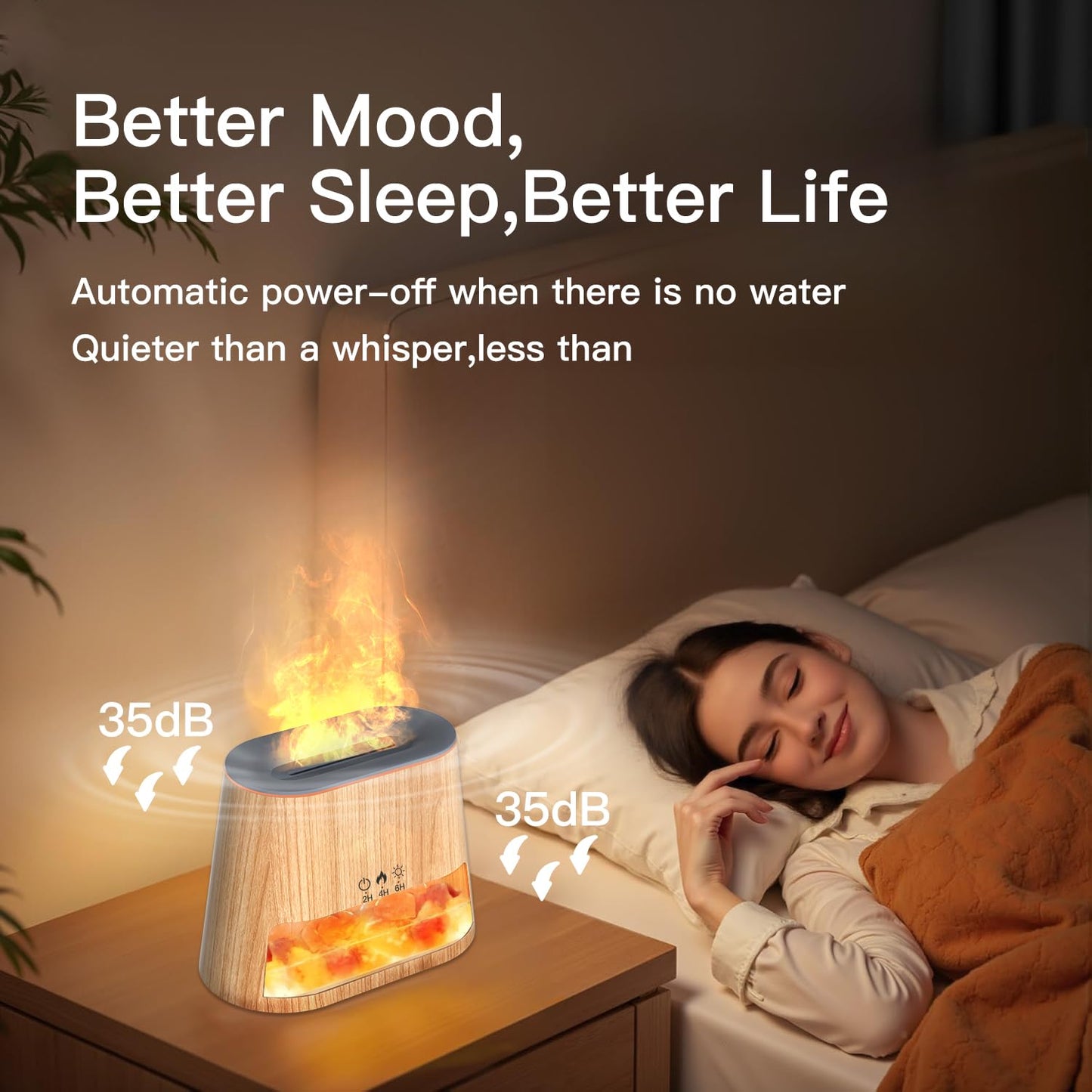 BieJiahWeiBie Luxury Himalayan Salt Lamp Humidifier & Aromatherapy Diffuser - 8 Color Mood Lighting w/Remote for Spa, Bedroom, Home Relaxation260ml (Wood)
