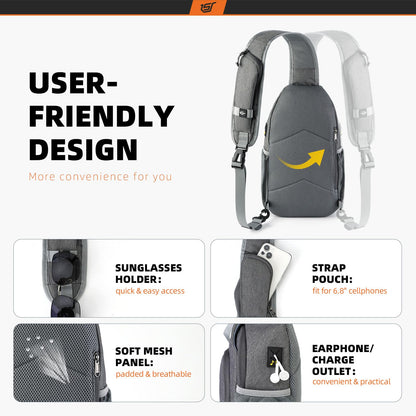 SKYSPER Sling Bag RFID Crossbody Sling Backpack Cross Body Shoulder Bag Travel Hiking Daypack for Women Men(Darkgrey)