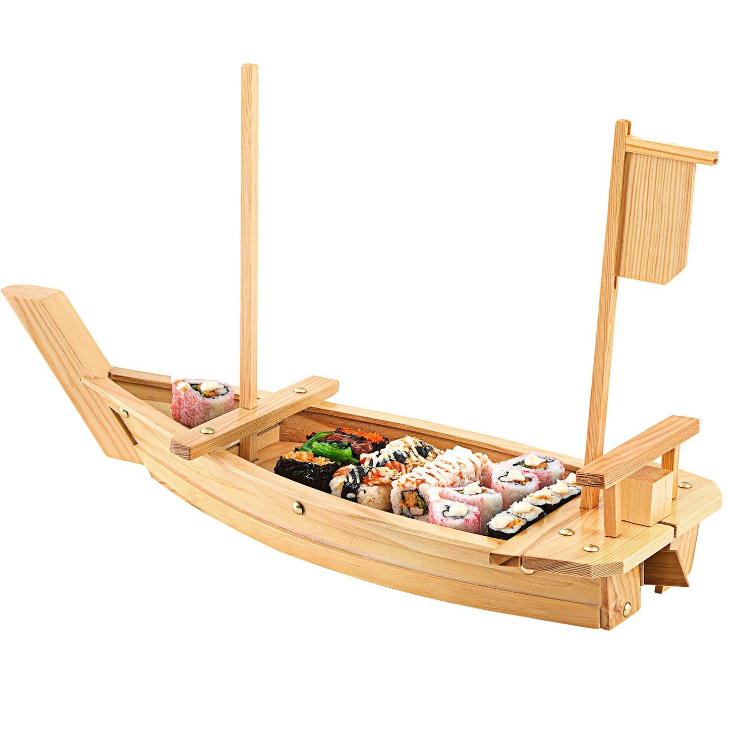 Juexica Wooden Sushi Boat Serving Tray Japanese Sushi Plate for Restaurant Sushi Tray Wood Serving Boat Plate for Food Display Home Wedding Birthday Party (Light Wood Color,24 Inch)