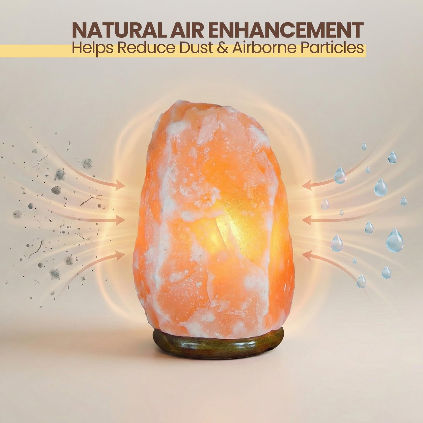 SAF Naturals Himalayan Salt Lamp 6 to 8 inch, 2–3 kg – Authentic Hand Carved Crystal Rock with Wooden Base and dimmer – Soothing Glow Lamp