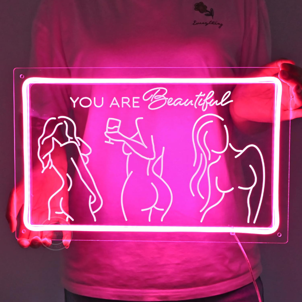 Britrio Lady Back Neon Sign Pink Neon Wall Art Decor You Are Beautiful LED Night Light for Girl Bedroom Man Cave Home Bar Pub Store Home Party Decor Women Birthday Gifts 15.75 IN