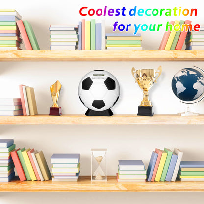 MOMMED Piggy Bank for Boys,Digital Bank,Soccer Ball Piggy Bank,Soccer Gifts for Boys,Coin Bank with Football Look,Coin Bank with Automatic LCD Display(Small)