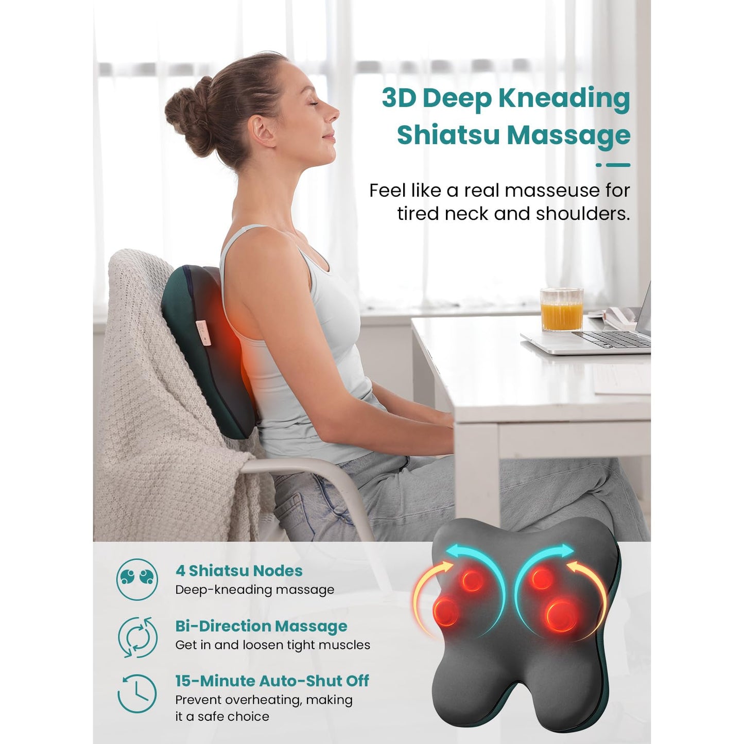 BOB AND BRAD Cordless Back Massager with Heat FSA Eligible HSA Eligible, Shiatsu Neck Massager for Pain Relief Deep Tissue, 3D Kneading Massage Pillow for Pain Relief, Birthday Gifts for Women Men