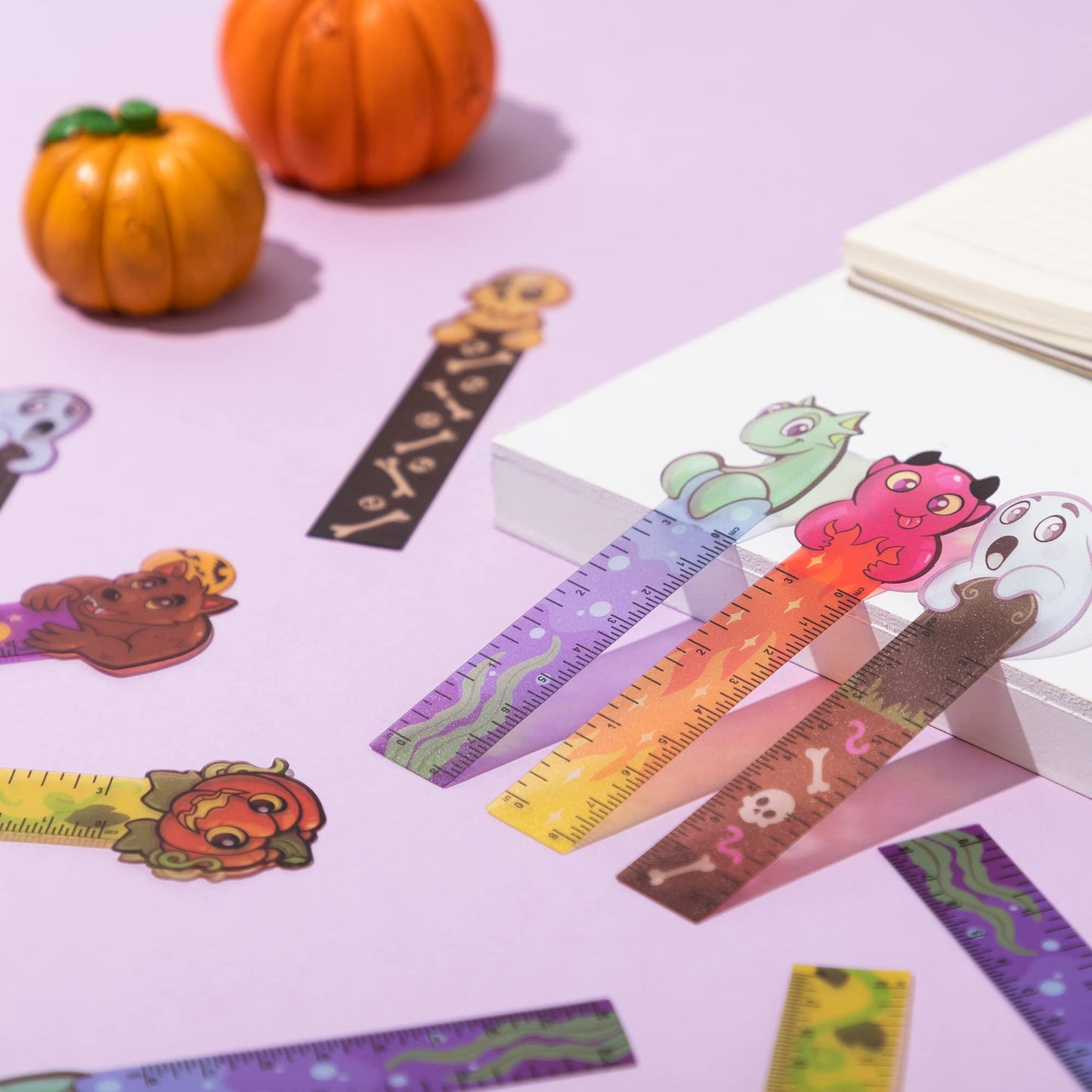 JOYIN 96 Pcs Halloween Pencils and Rulers Stationery Set Included 48Pcs Assorted Pencils with 12 Designs, 48Pcs Halloween Bookmarks Bulk with 6 Patterns for Kids Party Favors Supplies,Non Candy Treats