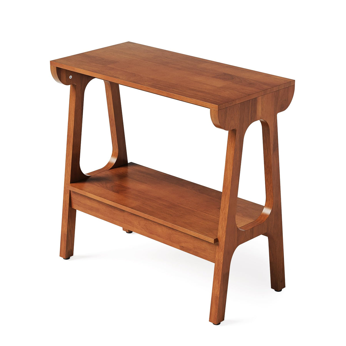 LITTLE TREE Solid Wood End Table, 24" H Small Wooden Side Table with Narrow 2-Tier Shelves, Slim End Tables for Small Spaces, Bedside Table for Bedroom,Living Room,Bathroom, Entryway (24" W x 11.8" D)
