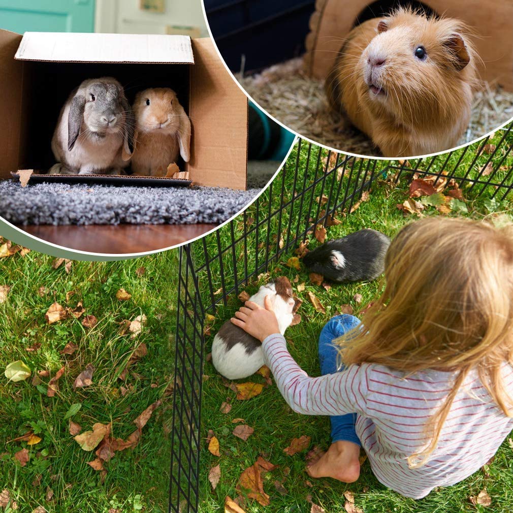 UNDERDOG 8 Panel Playpen Suitable for Dogs/Puppies/Cats & Rabbits foldable ideal for Indoor/Outdoor use puppy play pen (61cm, Black)