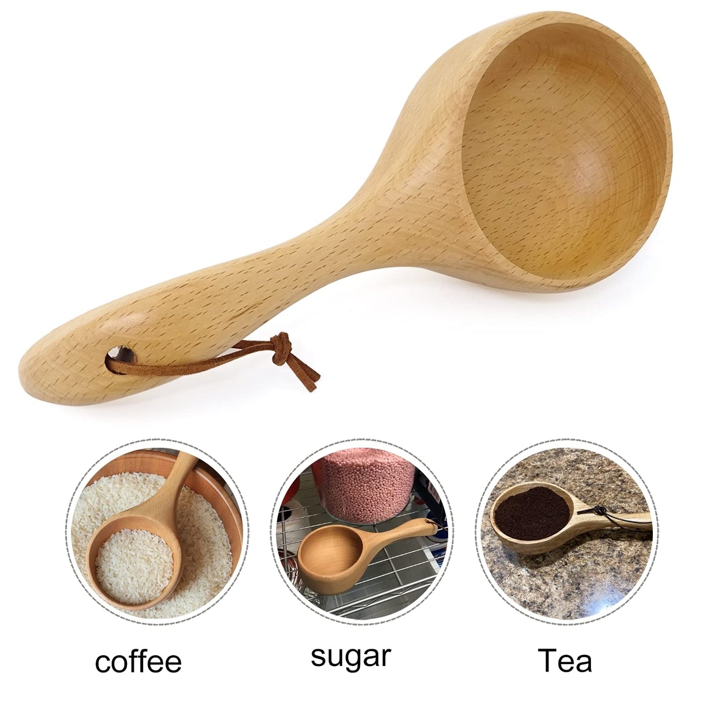Honbay Large Capacity Wooden Ladle Sauna Water Scoop SPA Spoon Bath Salts Spoon Coffee Scoop