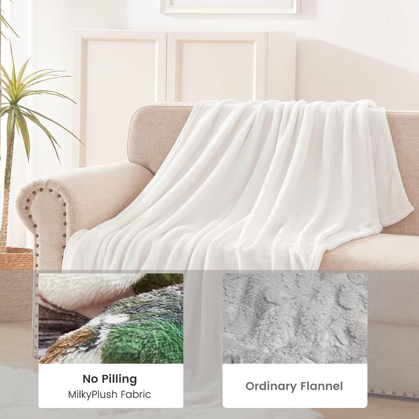 Flannel Butterfly Blanket for Girls Women, Floral Peony Throw Blanket for Sofa Couch Bed Living Room, Soft Warm Cozy, 60" x 50"