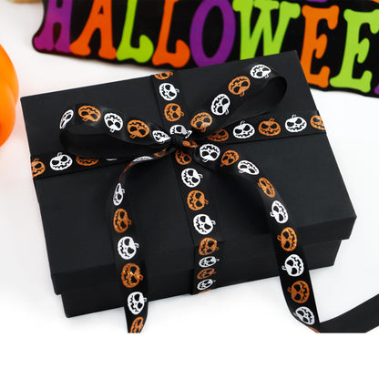 13 Rolls 65 Yards Halloween Ribbon Spider Skull Gnome Pumpkin Ribbons Halloween Printed Ribbon Gift Wrapping Home Wreath DIY Craft Party Decoration