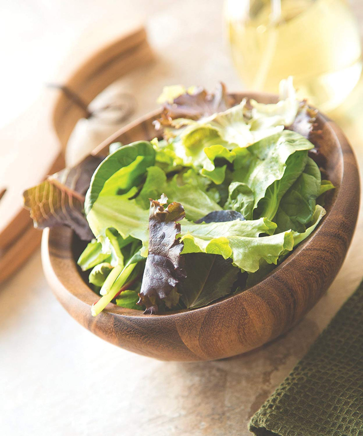 Ironwood Gourmet Salinas Small Salad Bowl Set, Set of 4 Individual Sized Wooden Salad Bowls, 7" x 3"