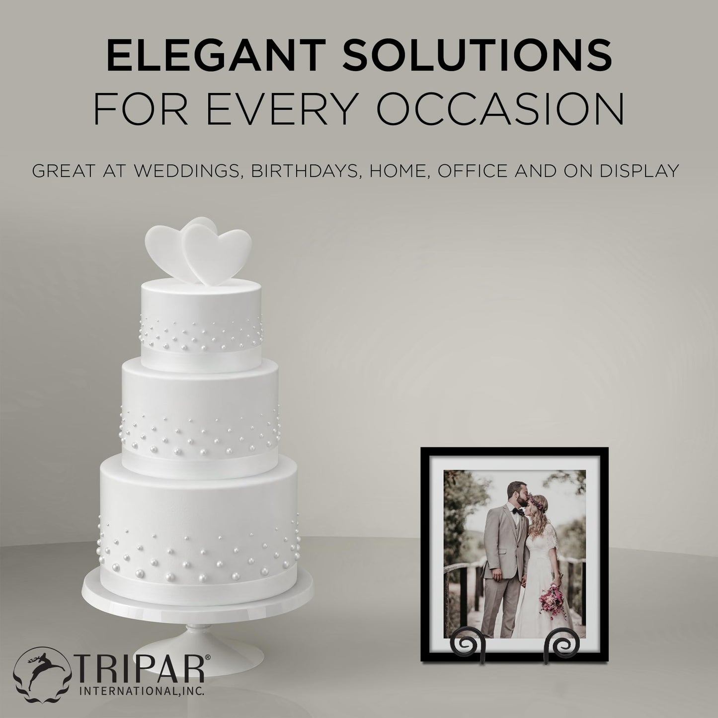 TRIPAR Decorative Scroll Rack, Large Black Display (4.5 Inch Depth) - Functions as Wall Rack or Tabletop Easel - Lightweight and Durable - Showcase Beautiful Plates, China, Artwork and More