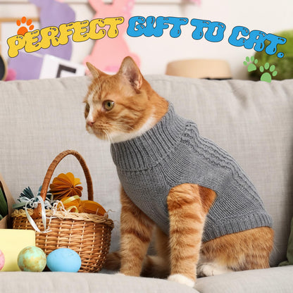 Zopeal 59 Pcs Cat Gift Sets Including Cat Bed Pillows Winter Sweater Interactive Retractable Wand Toy and Feather Toys Launcher Gun with Plush Balls for Pet Lover with Gift Wrapping Bag and Bow
