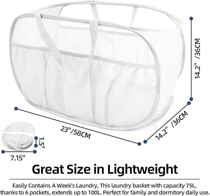 Collapsible Laundry Baskets, Upgrade Pop Up Laundry Hamper