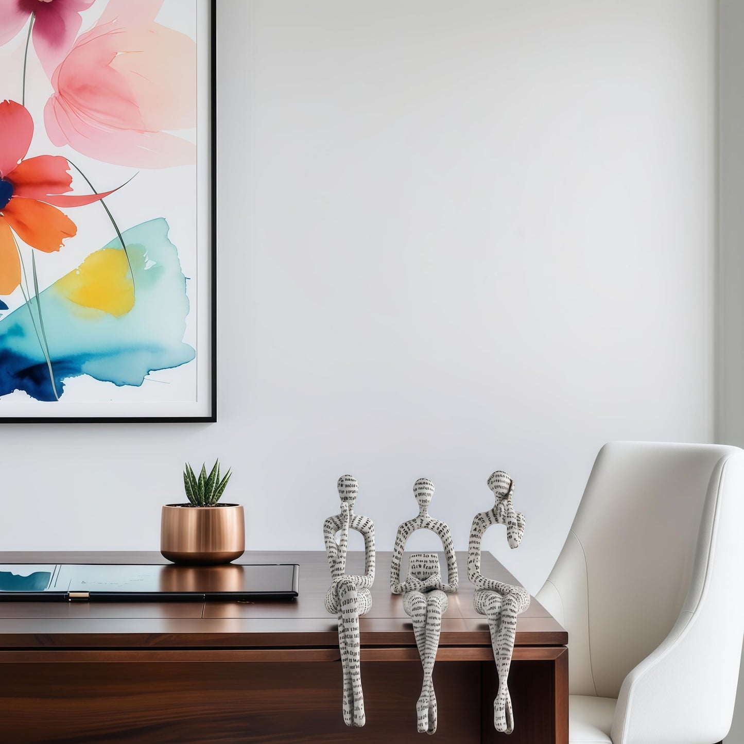 XINXUAN Letter - White Statue Home Decor - Modern Bookshelf & Desk Decor - 3 Piece Set
